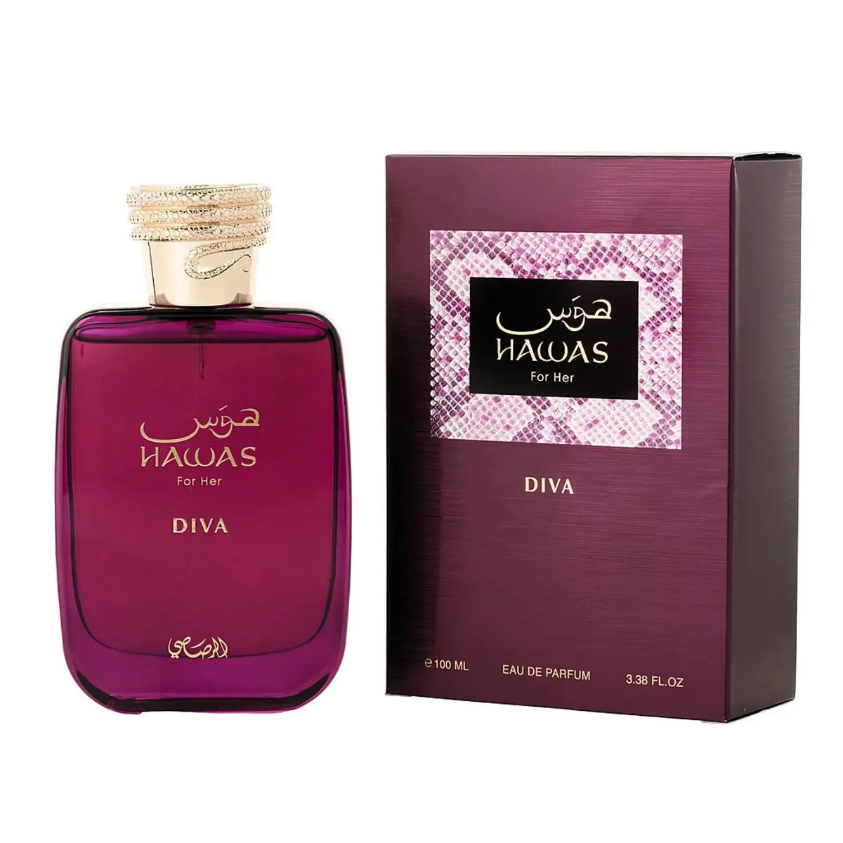 Rasasi Hawas Diva Eau de Parfum 100ml bottle with box