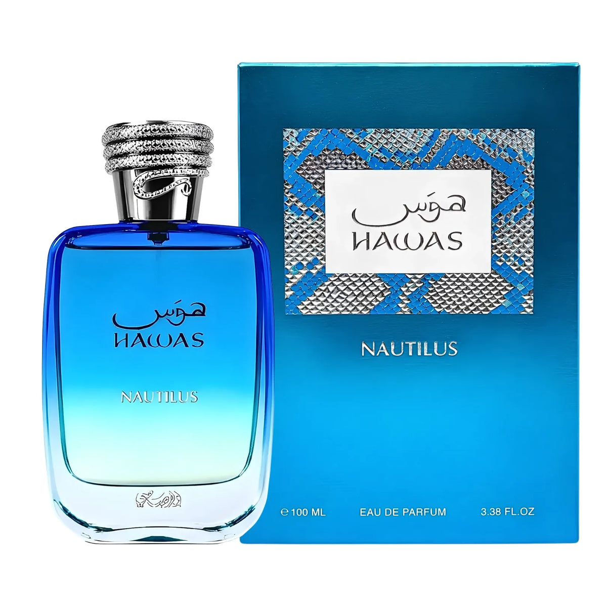Rasasi Hawas Nautilus Eau de Parfum 100ml bottle with box